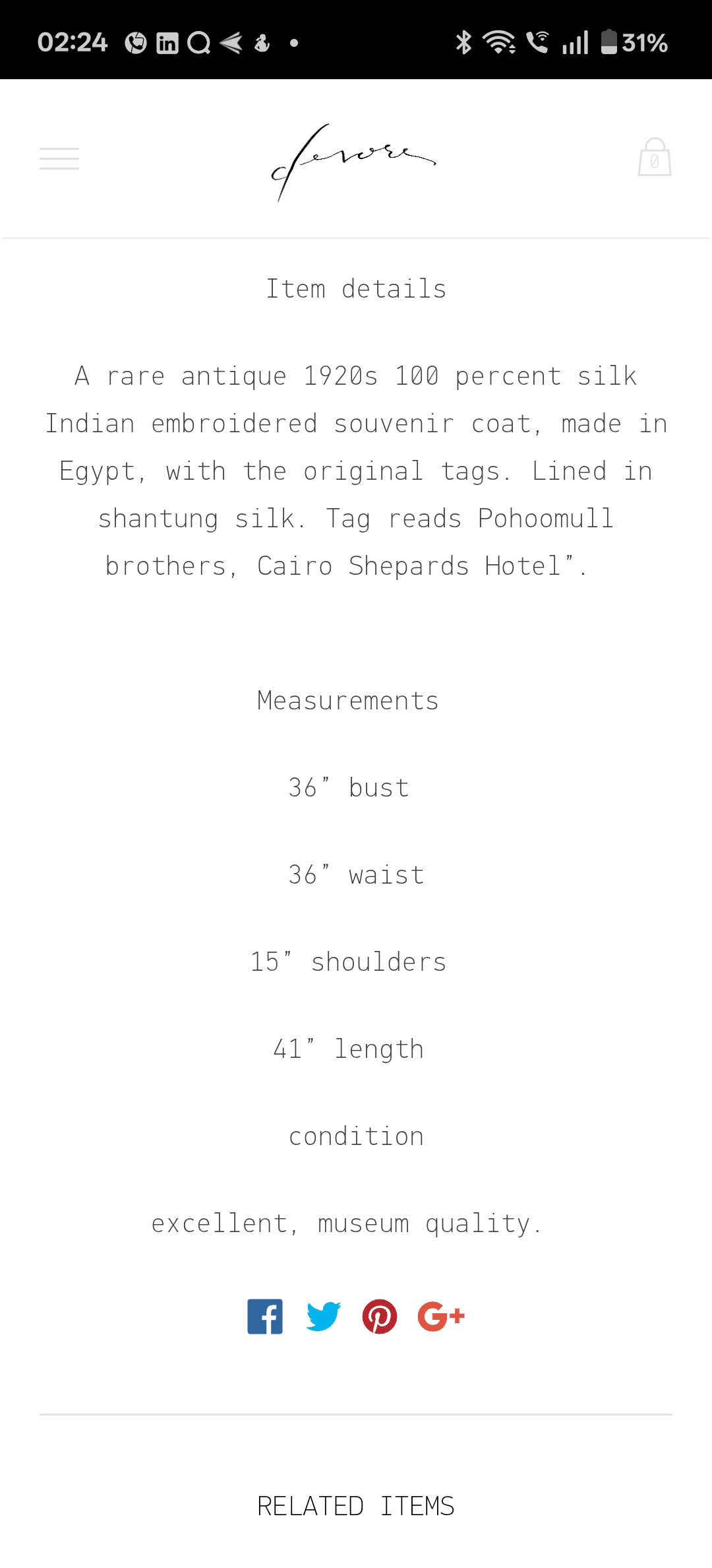 Museum listing for 1920s silk coat